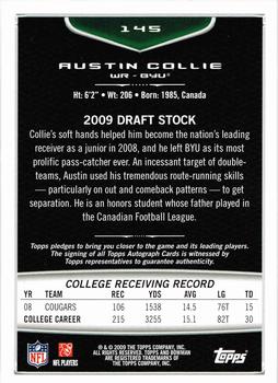 2009 Bowman Draft Picks - Rookie Autographs #145 Austin Collie Back