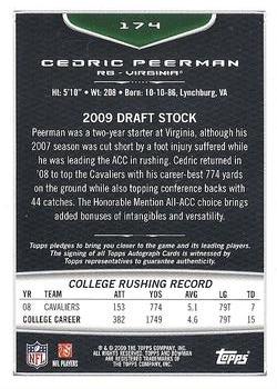 2009 Bowman Draft Picks - Rookie Autographs #174 Cedric Peerman Back