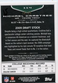 2009 Bowman Draft Picks - Rookie Autographs Bronze #114 Michael Crabtree Back
