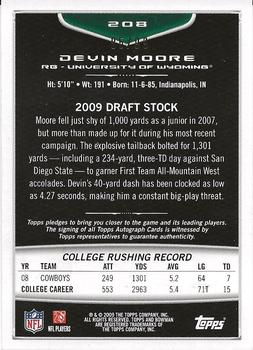 2009 Bowman Draft Picks - Rookie Autographs Bronze #208 Devin Moore Back