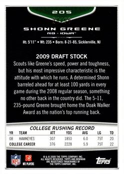 2009 Bowman Draft Picks - Silver #205 Shonn Greene Back