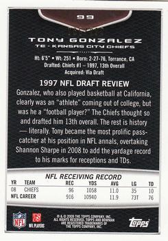 2009 Bowman Draft Picks - White #99 Tony Gonzalez Back