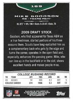 2009 Bowman Draft Picks - White #169 Mike Goodson Back