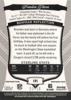 2009 Bowman Sterling - Gold Refractors #101 Brandon Gibson Back