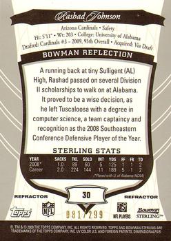 2009 Bowman Sterling - Refractors #30 Rashad Johnson Back