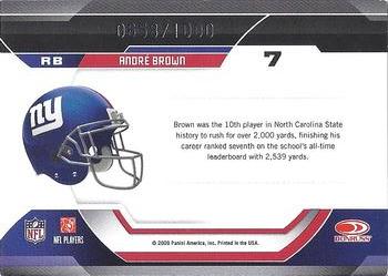 2009 Donruss Certified - Certified Potential #7 Andre Brown Back