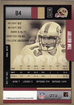 2004 Playoff Contenders #84 Tim Rattay Back