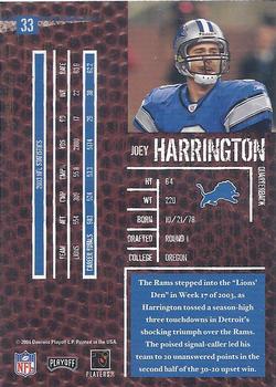 2004 Playoff Hogg Heaven #33 Joey Harrington Back