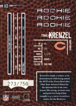 2004 Playoff Hogg Heaven #113 Craig Krenzel Back