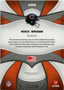2009 Donruss Certified - Fabric of the Game NFL Die Cut Prime #104 Mike Brown Back