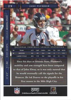 2004 Playoff Honors #29 Jake Plummer Back