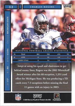 2004 Playoff Honors #32 Charles Rogers Back