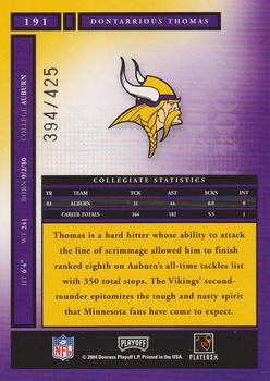 2004 Playoff Honors #191 Dontarrious Thomas Back