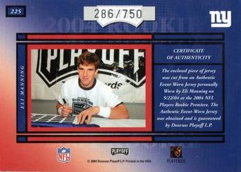 2004 Playoff Honors #225 Eli Manning Back