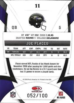 2009 Donruss Certified - Mirror Blue #11 Joe Flacco Back