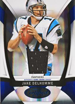 2009 Donruss Certified - Mirror Blue Materials #19 Jake Delhomme Front