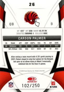 2009 Donruss Certified - Mirror Red #26 Carson Palmer Back