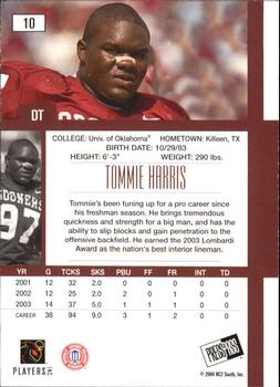 2004 Press Pass SE #10 Tommie Harris Back