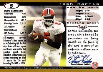 2004 SAGE Jersey Update #5 Josh Harris Back
