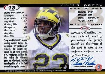 2004 SAGE Jersey Update #13 Chris Perry Back