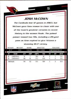 2004 Score #5 Josh McCown Back