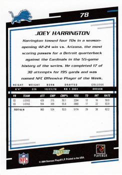 2004 Score #78 Joey Harrington Back