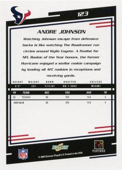 2004 Score #123 Andre Johnson Back