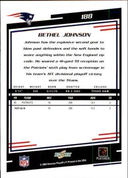 2004 Score #188 Bethel Johnson Back