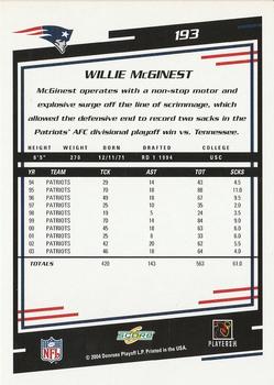 2004 Score #193 Willie McGinest Back