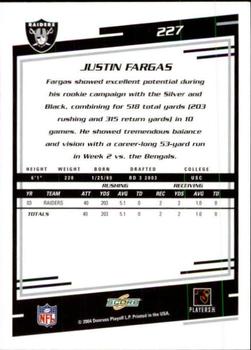 2004 Score #227 Justin Fargas Back