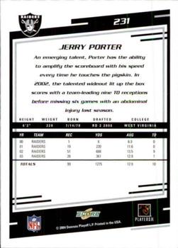 2004 Score #231 Jerry Porter Back