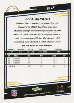 2004 Score #267 Zeke Moreno Back