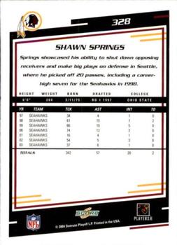 2004 Score #328 Shawn Springs Back