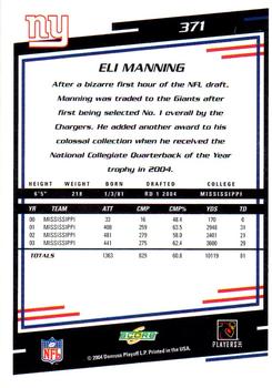 2004 Score #371 Eli Manning Back