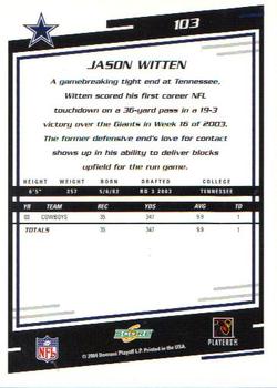 2004 Score #103 Jason Witten Back