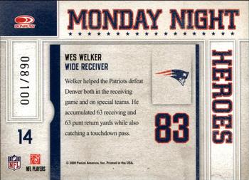 2009 Donruss Classics - Monday Night Heroes Gold #14 Wes Welker Back