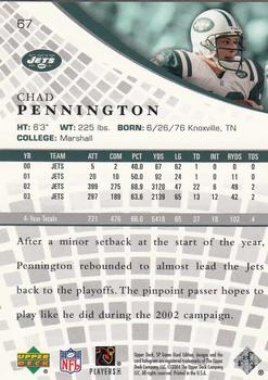 2004 SP Game Used #67 Chad Pennington Back
