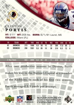 2004 SP Game Used #97 Clinton Portis Back