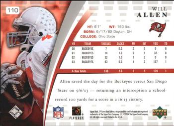 2004 SP Game Used #110 Will Allen Back