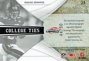 2009 Donruss Elite - College Ties Autographs #23 Rashad Jennings Back