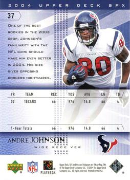 2004 SPx #37 Andre Johnson Back