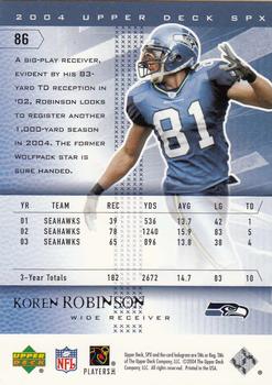 2004 SPx #86 Koren Robinson Back