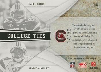 2009 Donruss Elite - College Ties Combos Autographs #14 Jared Cook / Kenny McKinley Back