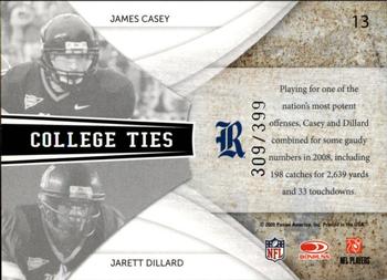2009 Donruss Elite - College Ties Combos Gold #13 James Casey / Jarett Dillard Back