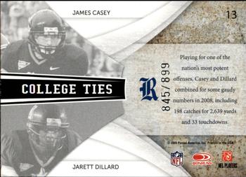 2009 Donruss Elite - College Ties Combos Green #13 James Casey / Jarett Dillard Back