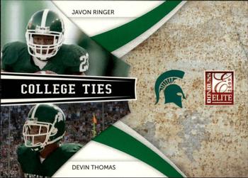 2009 Donruss Elite - College Ties Combos Green #21 Javon Ringer / Devin Thomas Front