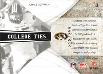 2009 Donruss Elite - College Ties Gold #3 Chase Coffman Back