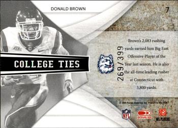 2009 Donruss Elite - College Ties Gold #7 Donald Brown Back