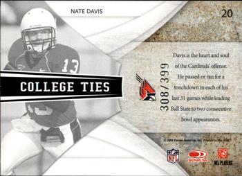 2009 Donruss Elite - College Ties Gold #20 Nate Davis Back