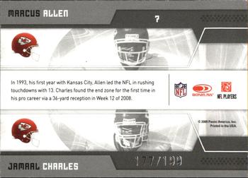 2009 Donruss Elite - Passing the Torch Blue #7 Marcus Allen / Jamaal Charles Back